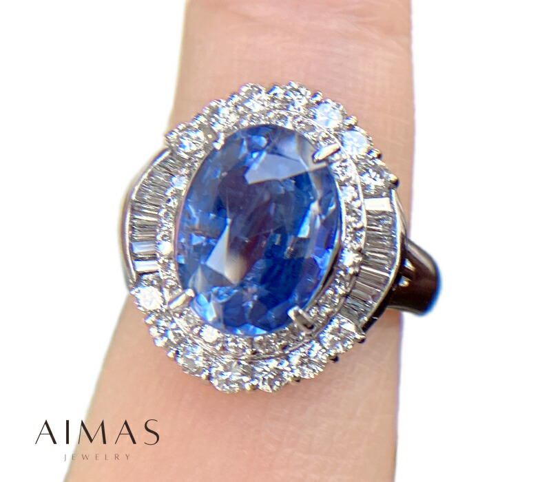 楽天市場】非加熱ブルーサファイア 4.681ct リング 14号 PT900