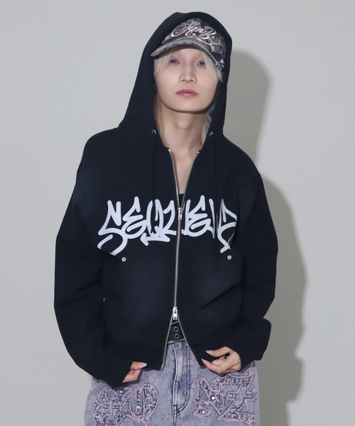 SEQUENZE パーカー 「SEQUENZ/シークエンズ」logo Zip-up short hoodie