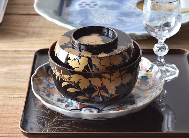 時代漆芸 金蒔絵 木製 菓子椀 吸物椀 10客セット R7112345 時代漆芸 金