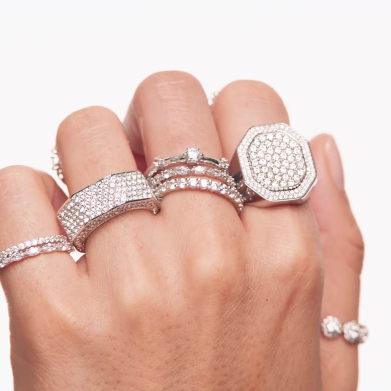 Una Angelic リング, ラウンドカット, ホワイト, ロジウム・プレー