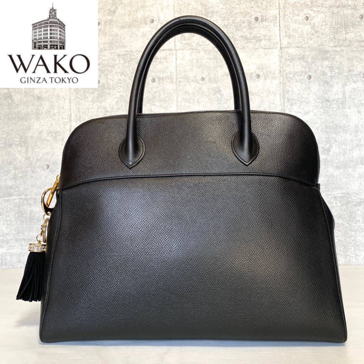 良品 WAKO ワコウ 銀座 和光 ブラック ゴールド金具 サフィアーノ