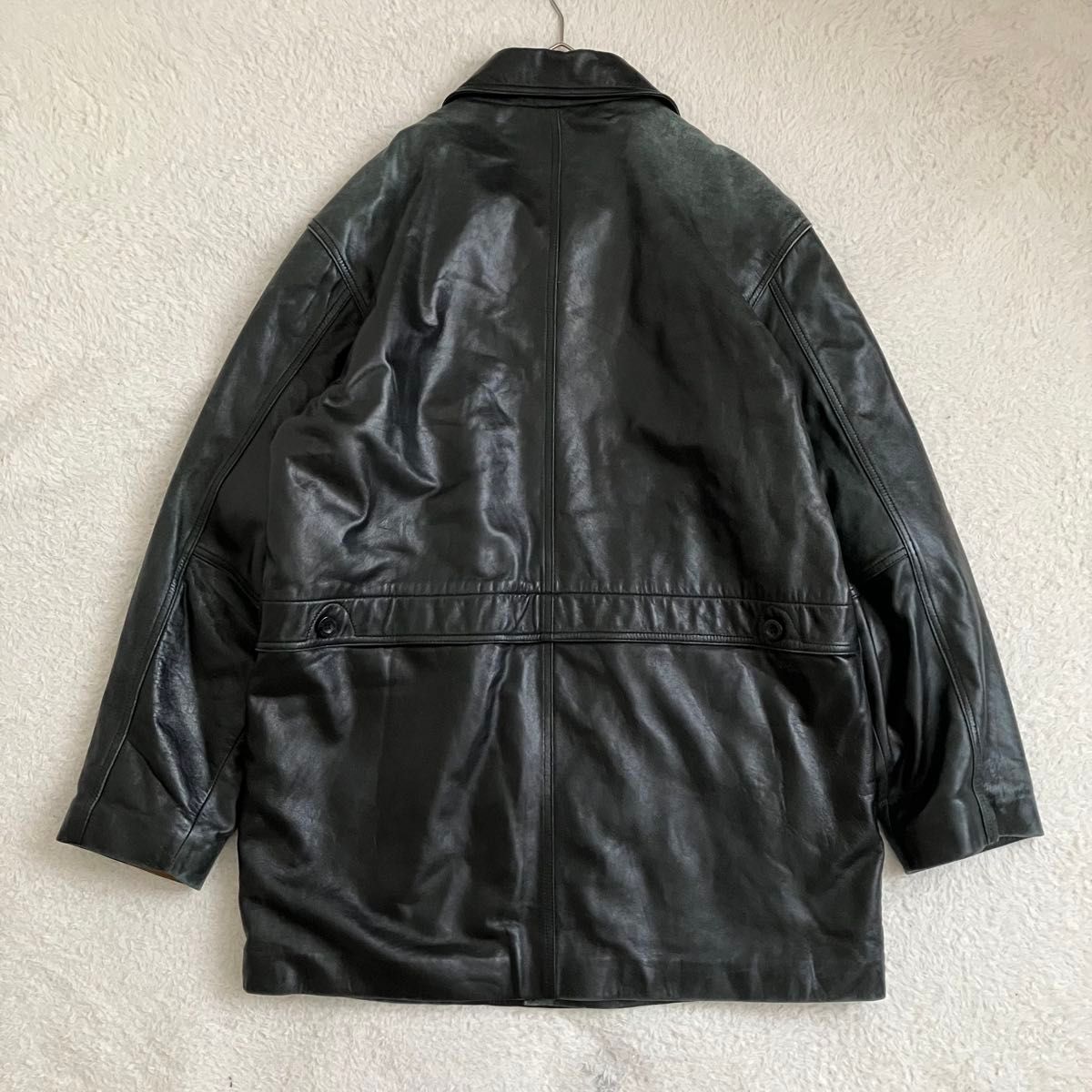 90s ヴィンテージ GIANNI VALENTINO 羊革 レザージャケット カーコート