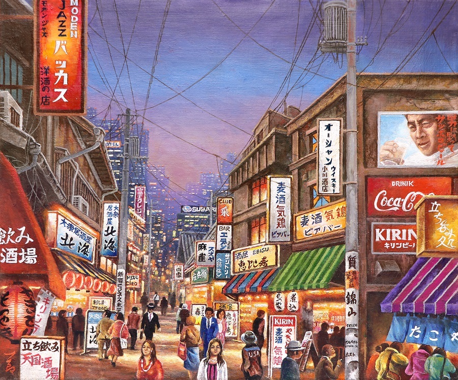 Yahoo!オークション - 幻の画家 赤坂一郎 原画 究極のリアリズム『新宿