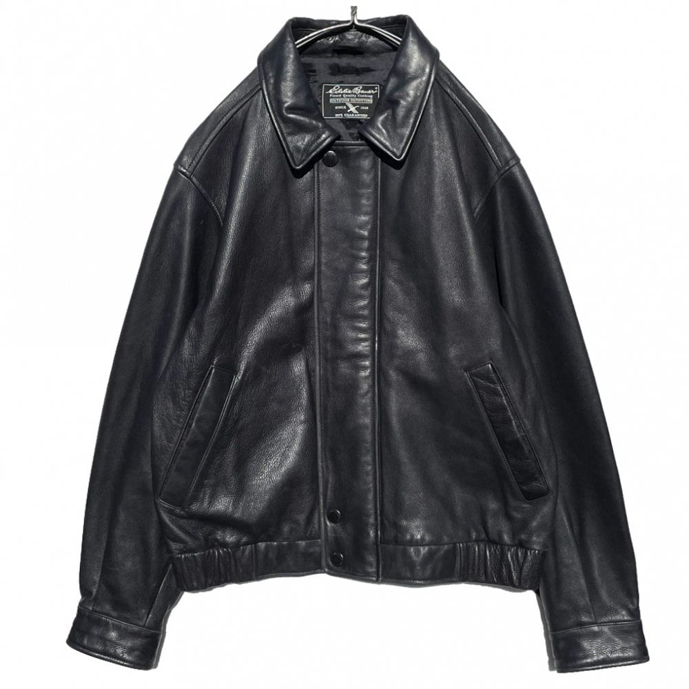 Eddie Bauer] Single Zip-up Leather Jacket [1990s] Vintage Single