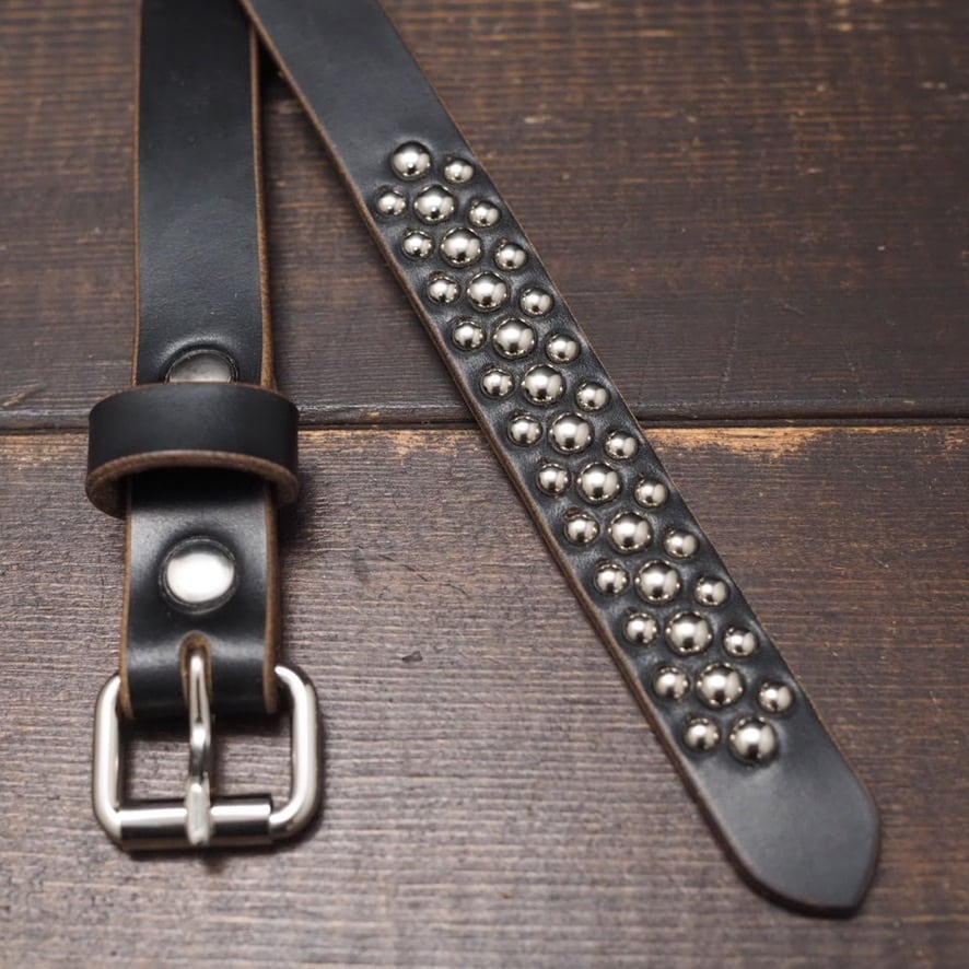 スタッズベルト033 20mm幅 ナローベルト ラウンドスタッズ クロム