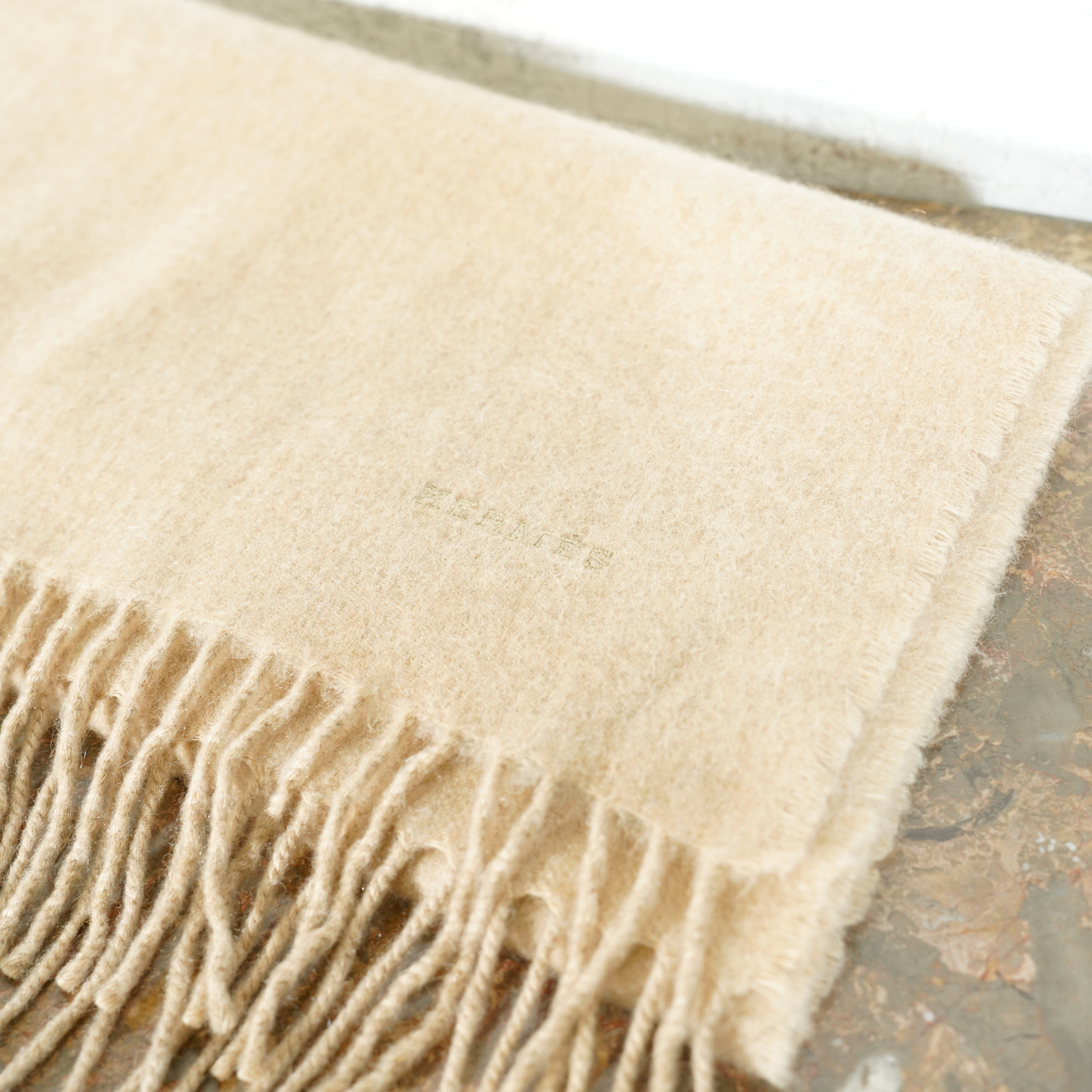 HERMES LOGO EMBROIDERY DESIGN CASHMERE100% MUFFLER MADE IN