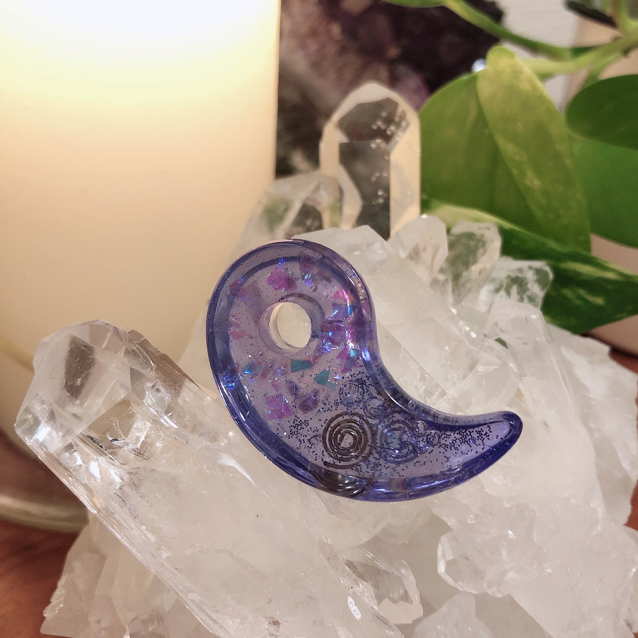 陰陽統合勾玉オルゴナイト（大）【紫色】 | amulet369