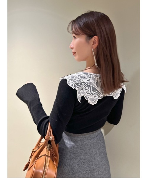 SNIDEL（スナイデル）の「エンブロイダリーカラーニットプルオーバー