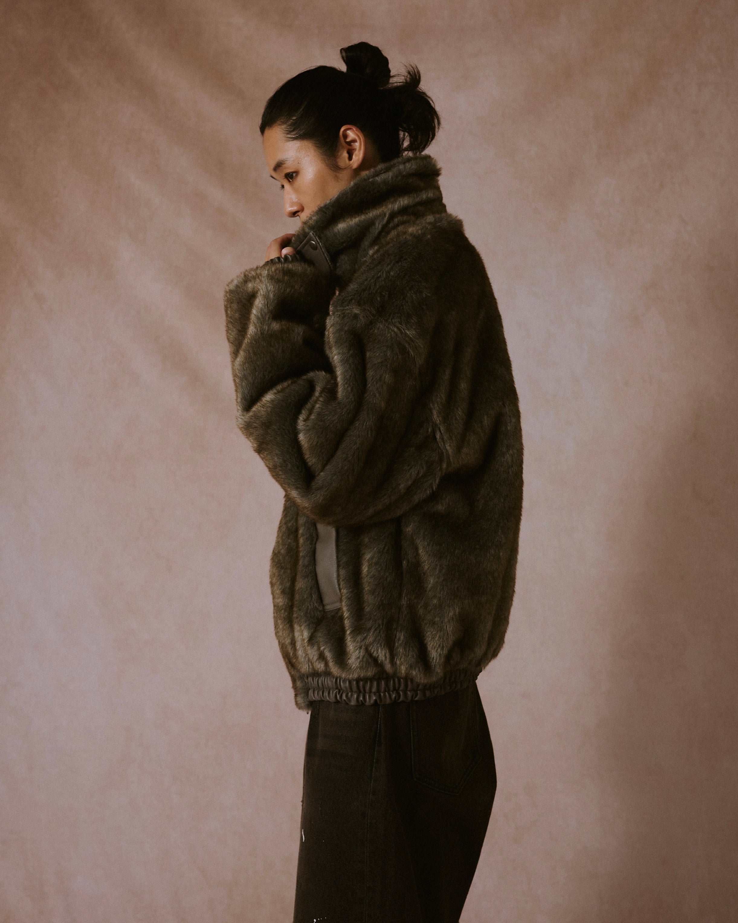 leather/fur faux reversible flight jacket – CAMPHOR WOOD