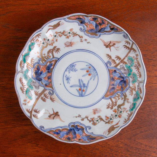 古伊万里 染錦四君子鶴亀文 七寸皿 明治時代 | iichi 日々の暮らしを