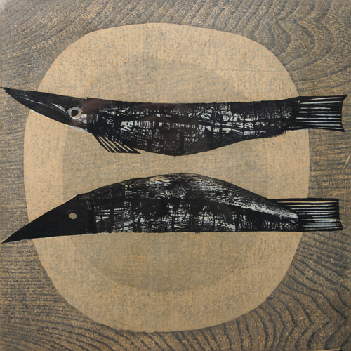 島 珠実 木版画「さかなと果物」1958年 | Graphio/büro-stil