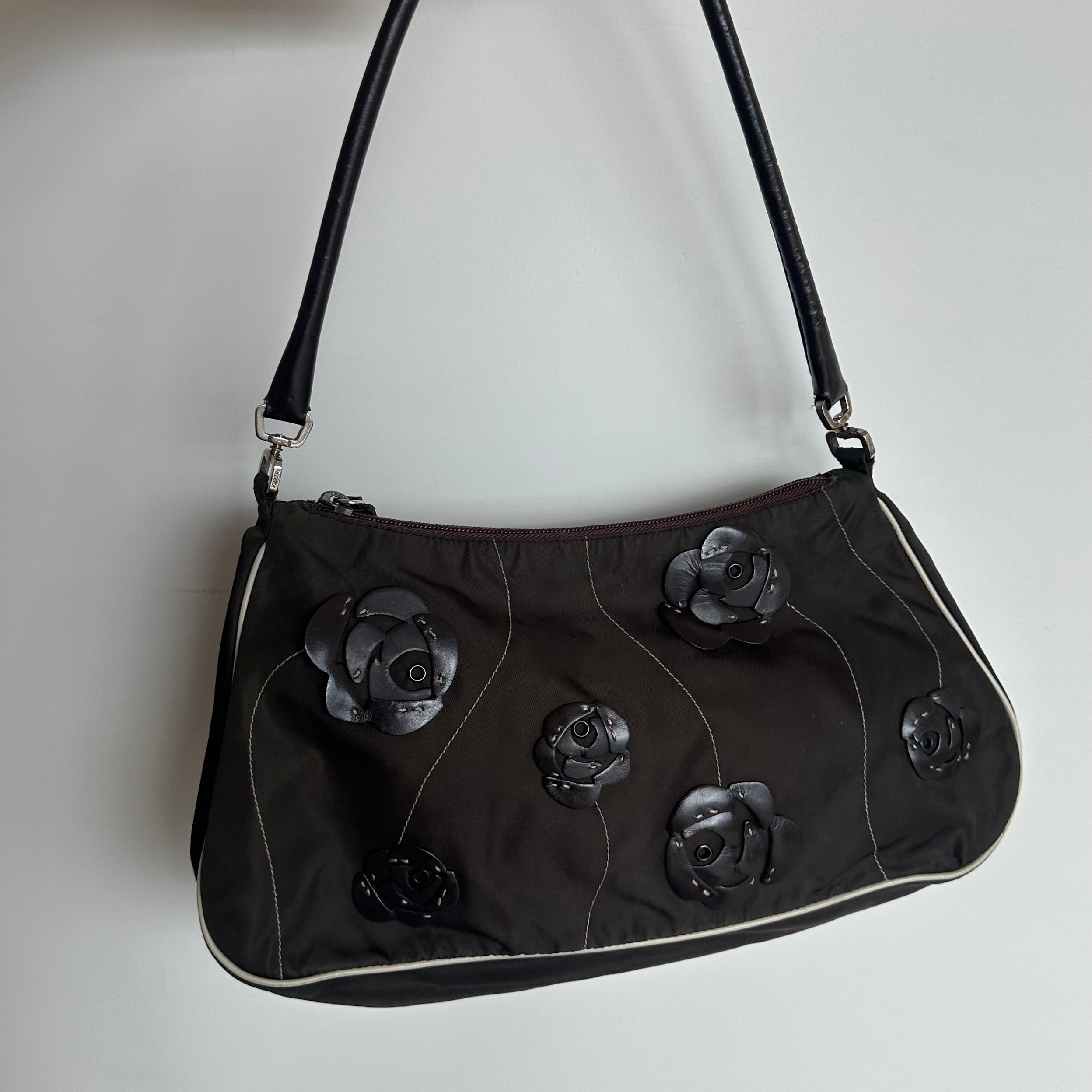 Prada Brown Nylon Floral Shoulder Bag – Guzzi Archive