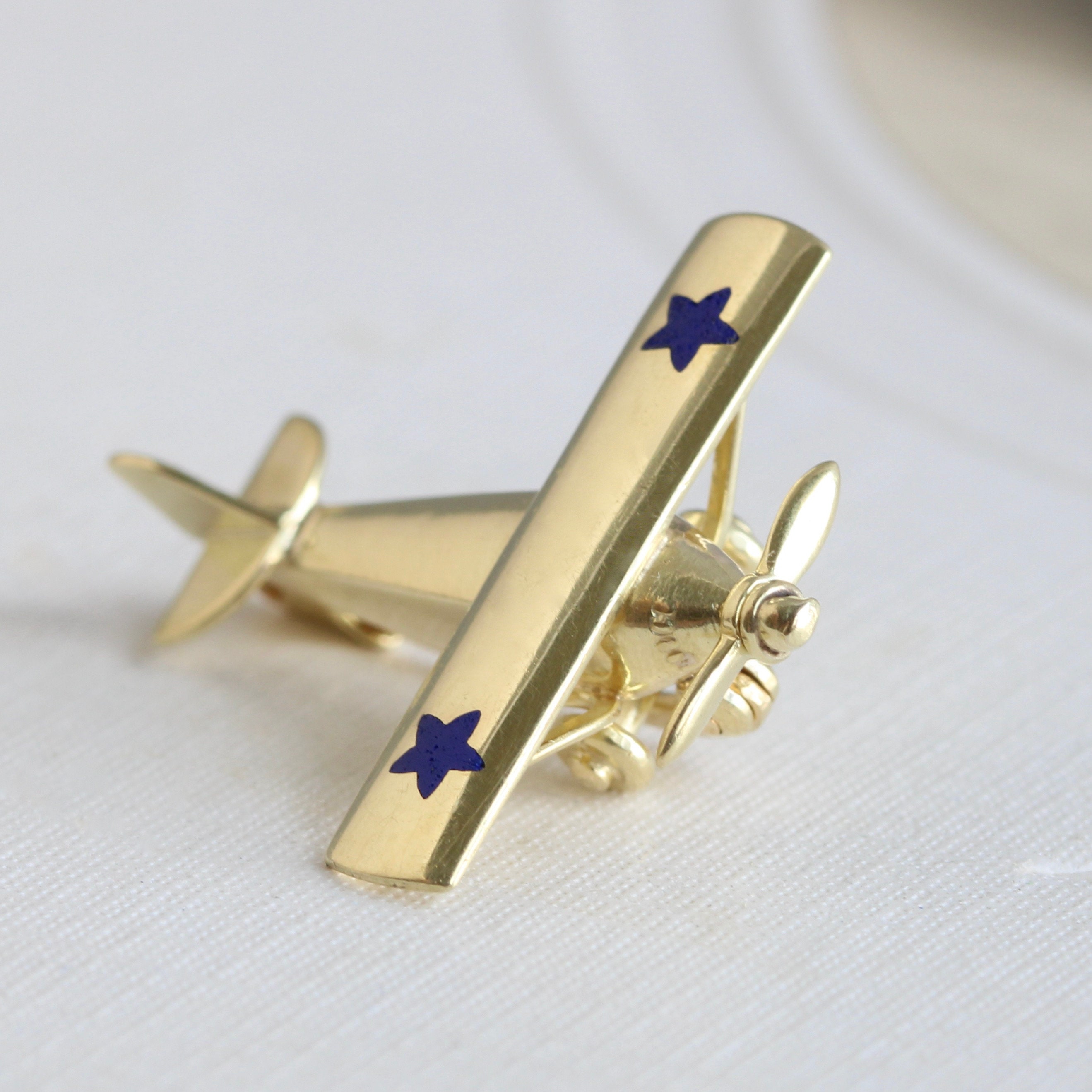Vintage 14k Miniature WWII Single Propeller Plane Pin Brooch - Etsy