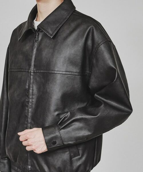 セール】 ジップショートブルゾン （レザーブルゾン・ジャケット）｜tk