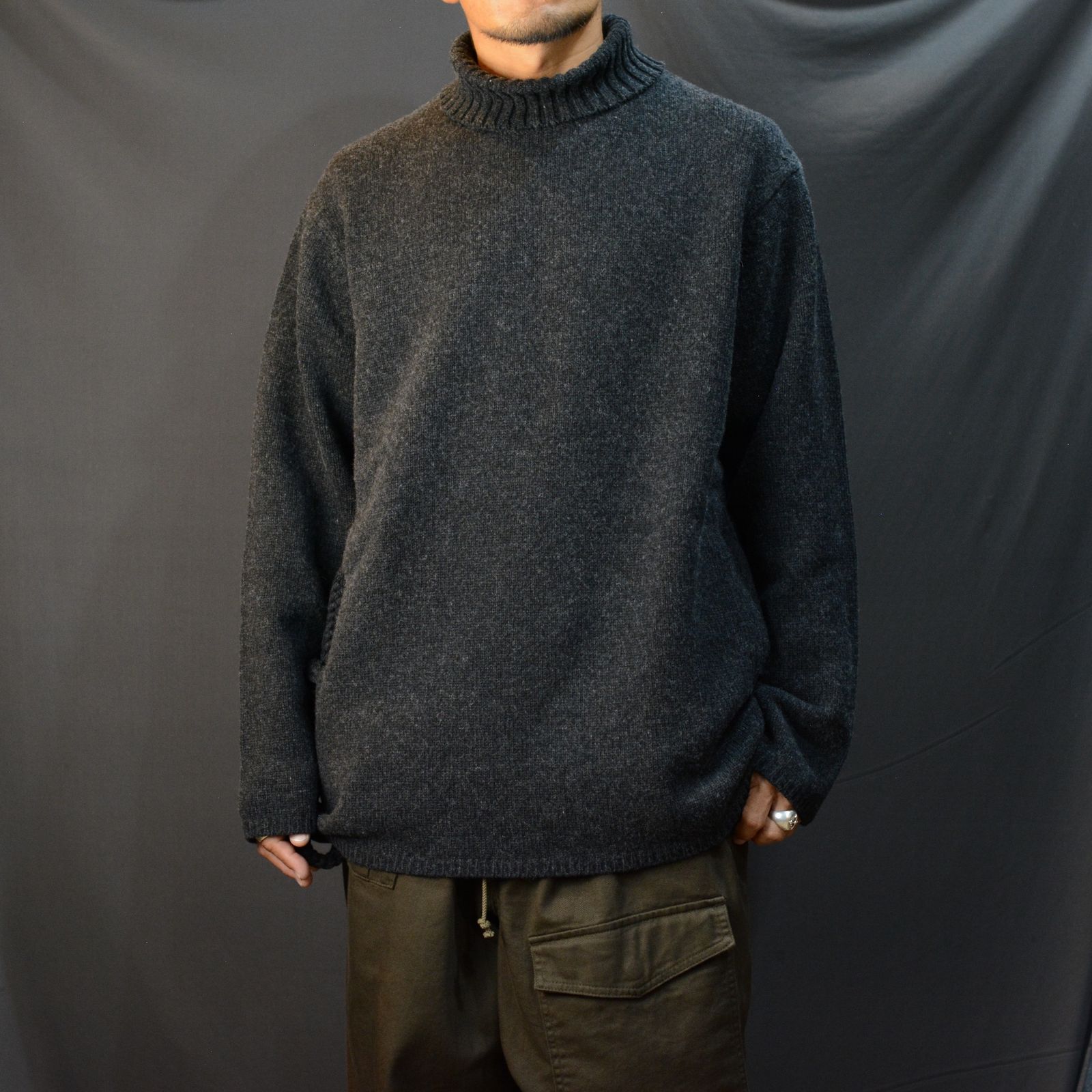 yohji yamamoto - SIDE STRING DETAIL TURTLENECK （GRAY