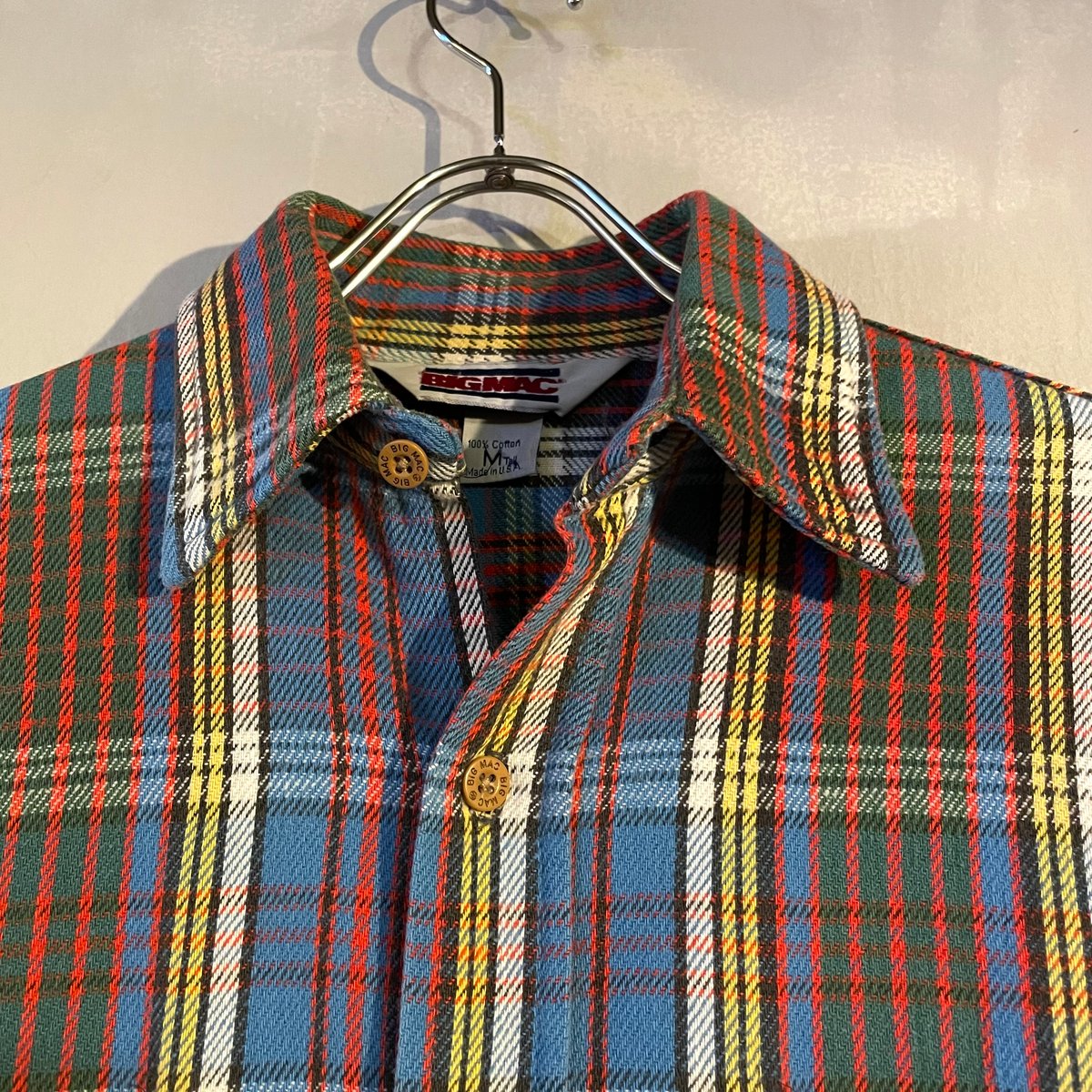 80s BIG MAC L/S ネルシャツ USA製 Size M ビッグマック (S4604