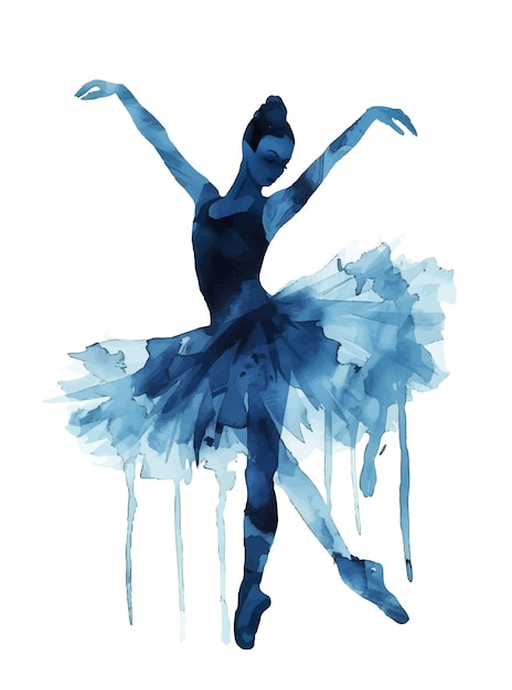 アクアカラー バレリーナ イラスト バレエダンサー ブルー・トゥトゥ