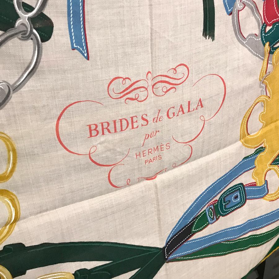 エルメススコットランド製ピュアカシミア マゼンタ柄ーフューシャ系