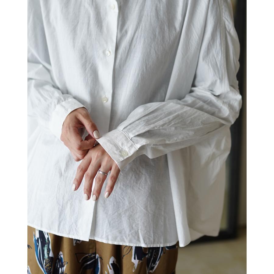 mizuiroind（ミズイロインド） ブラウス バックギャザー ワイドシャツ