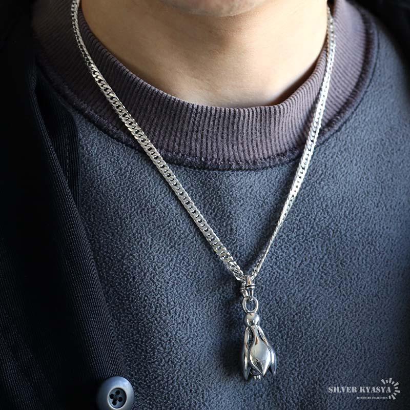 シルバー925 フラワーベルネックレス シルバーネックレス ダブル喜平