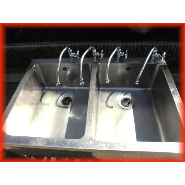 シンク 業務用 2槽シンク 流し台 ステンレス 900×600mm 蛇口付き