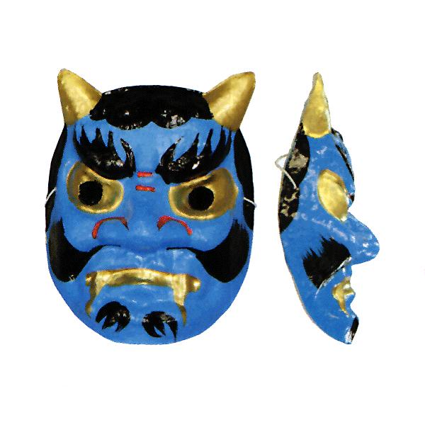 くわえ面 咥え面 お面 青鬼 面 お稽古 能面 小道具 祭り 踊り 舞台