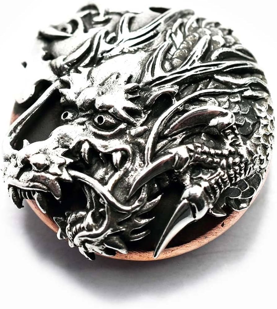 Amazon.co.jp: シルバーコンチョ 浮世絵 昇龍 昇竜コンチョ 和彫り龍