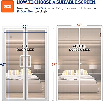 MAGZO Magnetic Screen Door Fit 60 x 96 Inch, Screen Size 62