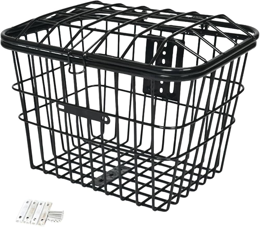 Amazon | 自転車用フロント/リアバスケット ふた付き メタルメッシュ