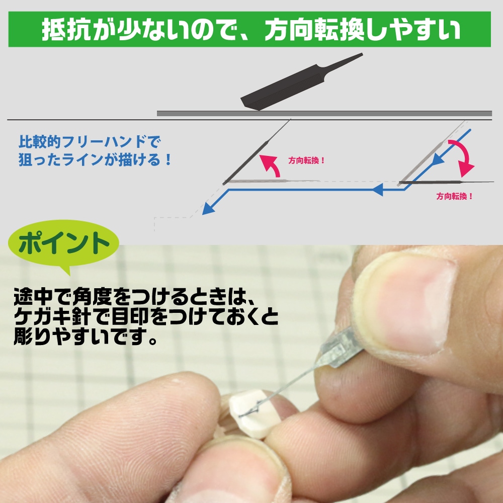 メーカー直販】スジ彫りヤスリ 各種 (左手向き小 / 左手向き極小