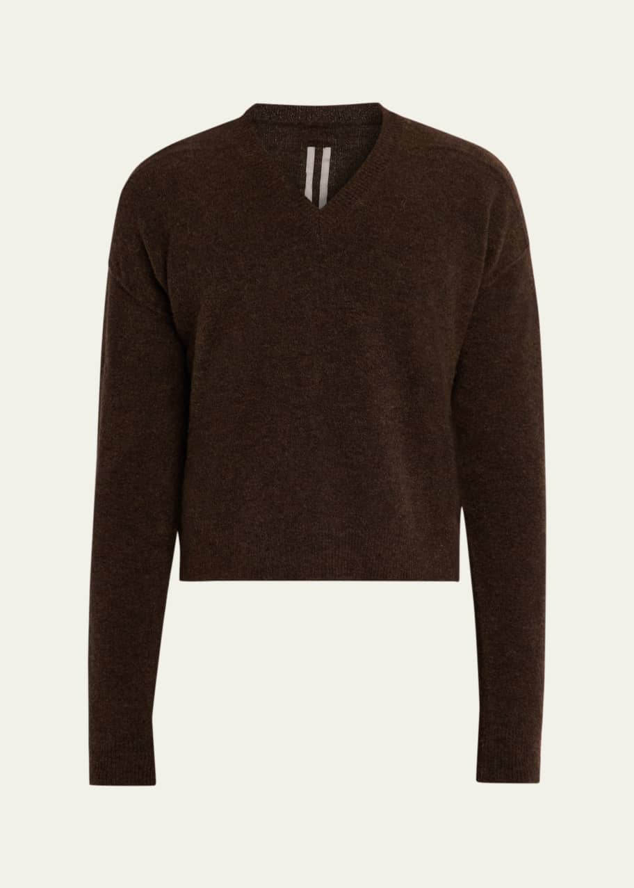 Rick Owens Men's Wool-Blend Cropped V-Neck Sweater - Bergdorf Goodman