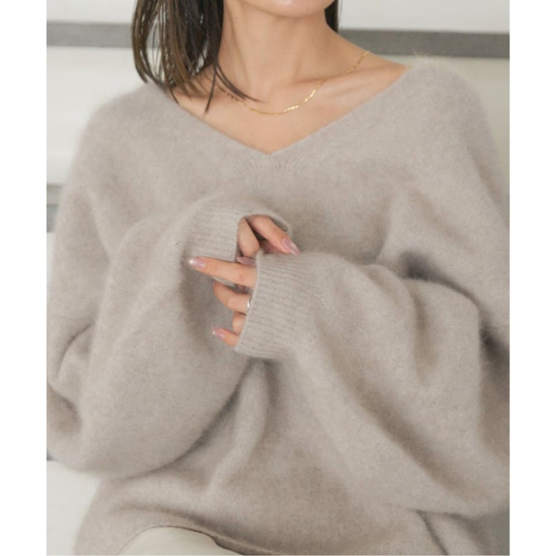 ノーブル NOBLE ファーニット2WAYパフスリーブニット （ネイビー