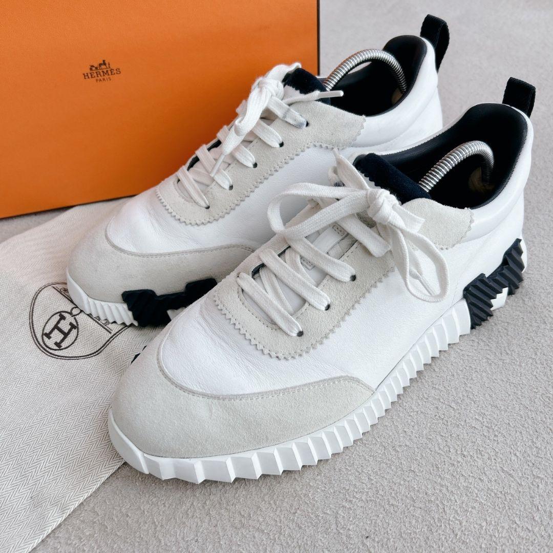 HERMES エルメス　バウンシング　スニーカー　レザー　白×紺　26.5cm