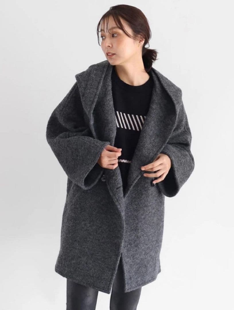 ヤマダヤ　CLOVE 39,000 圧縮ウールフードコート　チャコールグレー