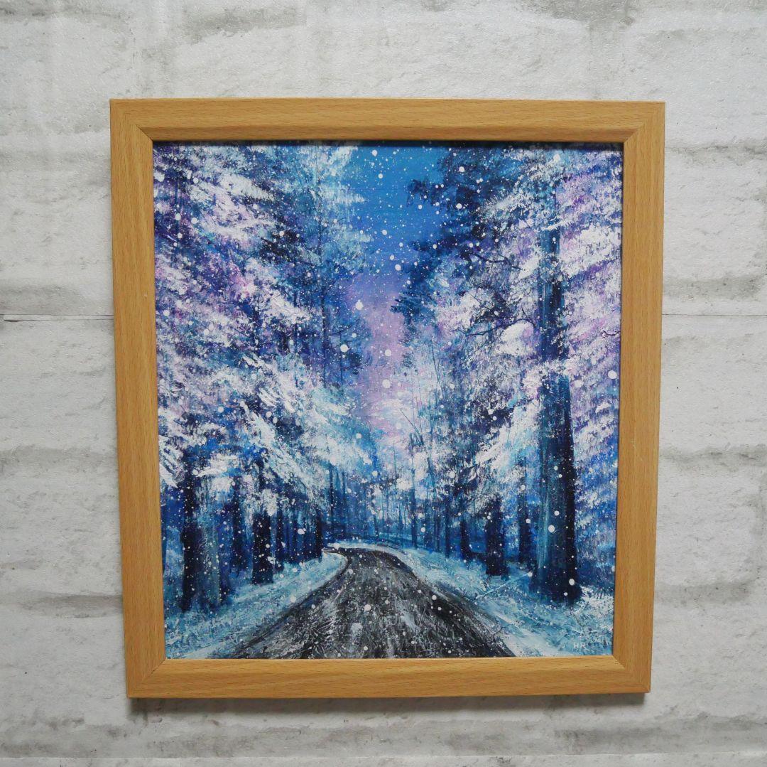 油絵 油彩 油彩画 絵画【冬の道路】