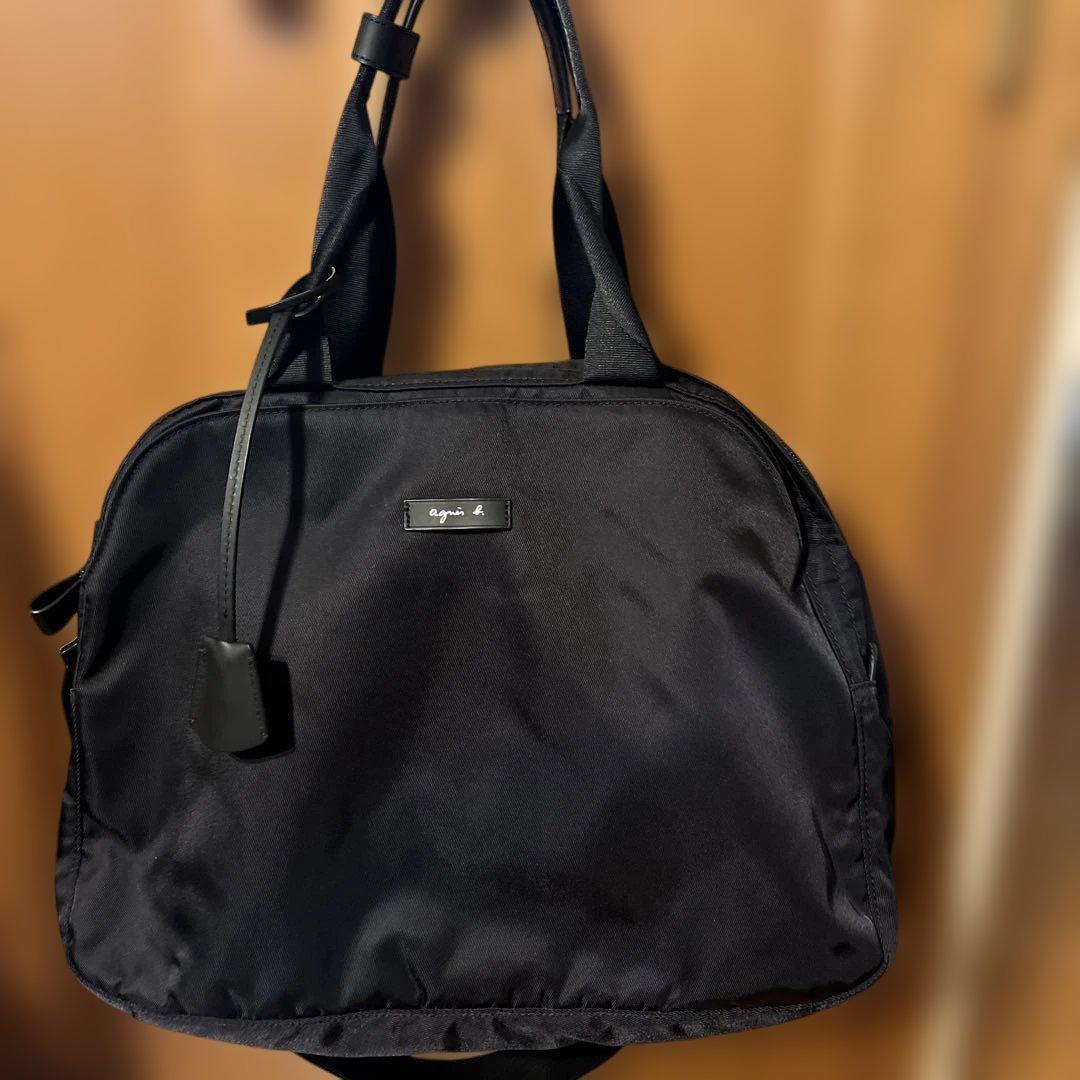 アニエスベー　黒ナイロンボストンバッグ