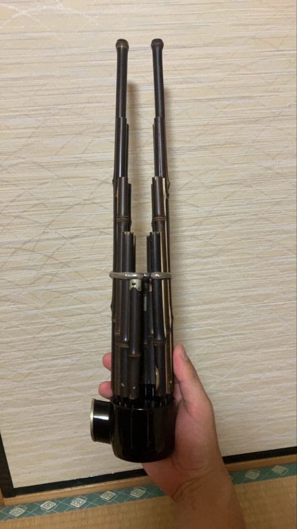 本日最終お値引!!お見逃し無く!!黒竹製 笙 調律済（勿論鳴ります）