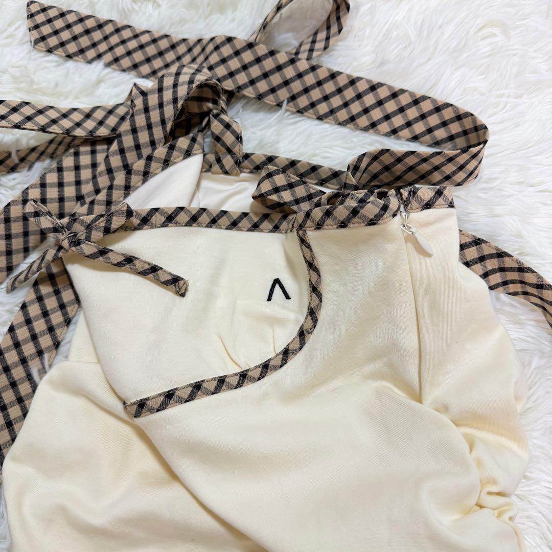 美品 Andmary Alice check ribbon tops - メルカリ