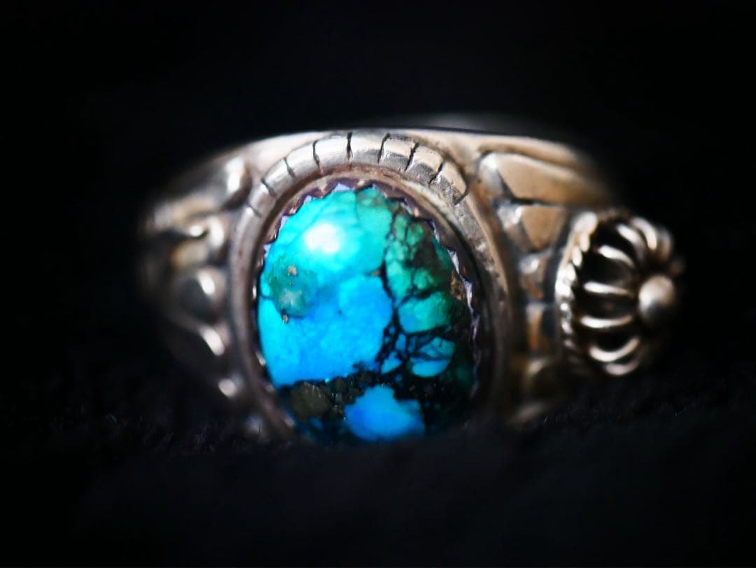 （E）美品シルバー925 インディアンジュエリー ターコイズリング ヴィンテージ