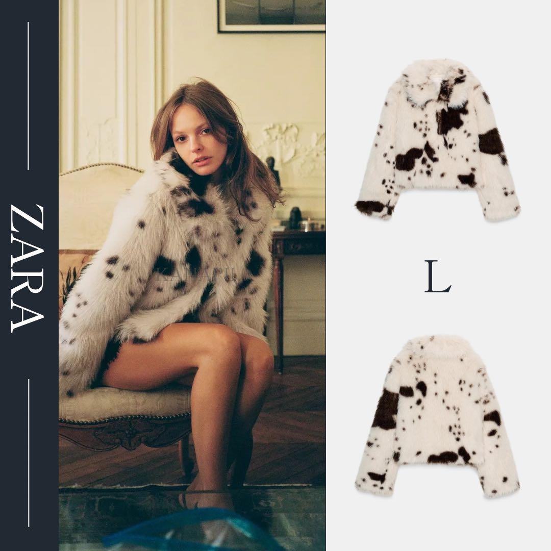 ZARA アニマルプリント フェイクファーショートコート L 新品 アニマルプリント フェイクファーショートコート - メルカリ