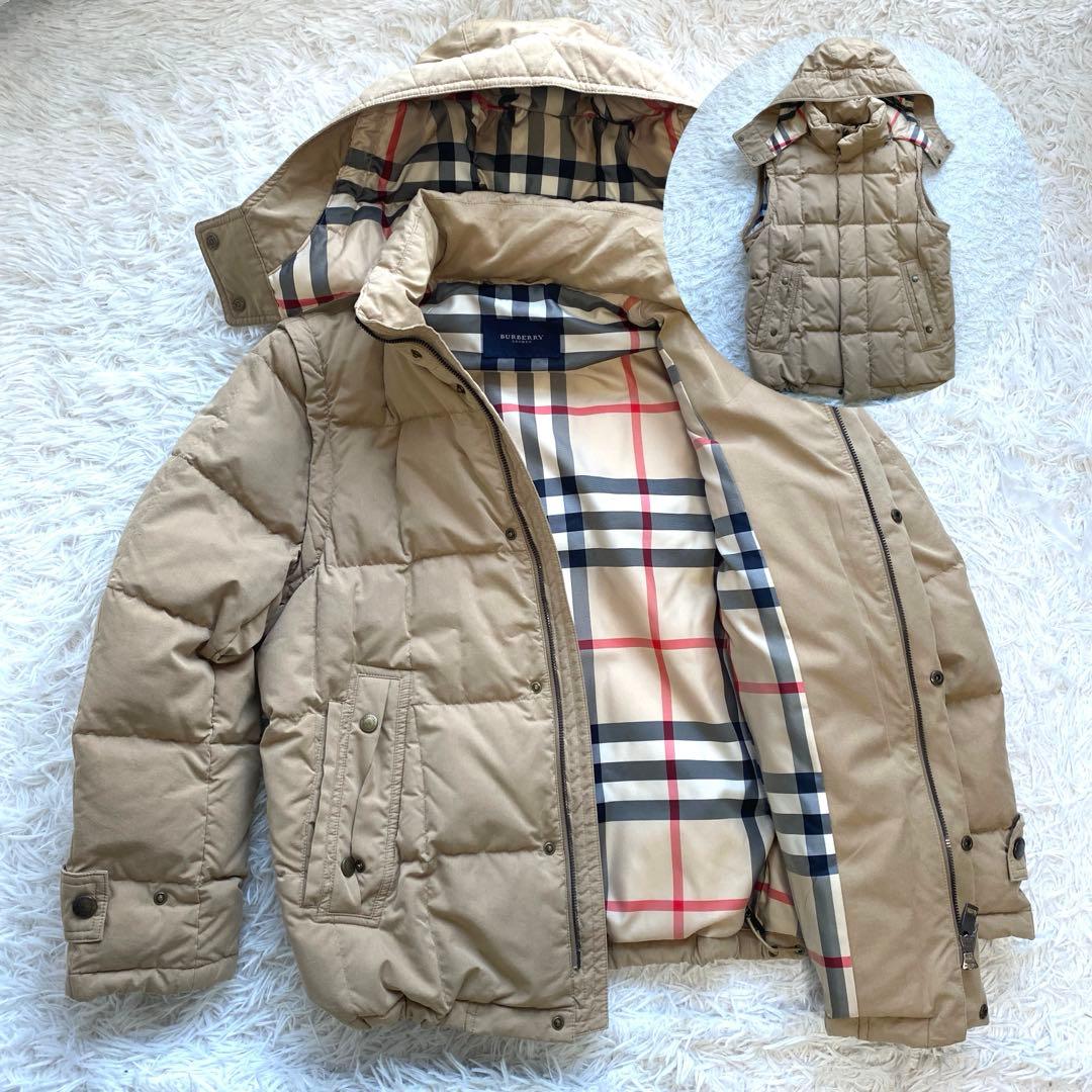 バーバリー　3WAY ダウンジャケット　ダウンベスト　ベージュ　メガチェック M 2022秋冬新作】 バーバリー メンズ ブルゾン BURBERRY ブランド