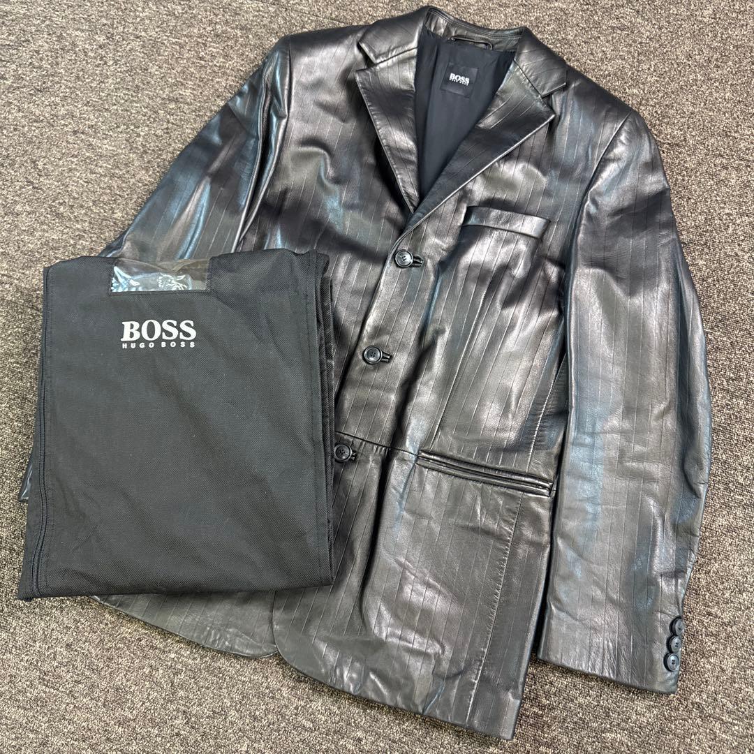 ヒューゴボス レザージャケット 羊革 ブラウン 光沢 48 HUGO BOSS（レザージャケット）のフリマアイテム一覧