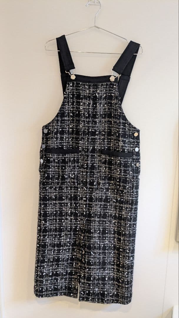 グレースコンチネンタル＊ジャンバースカート＊ロング丈　ツィード素材　ブラック系