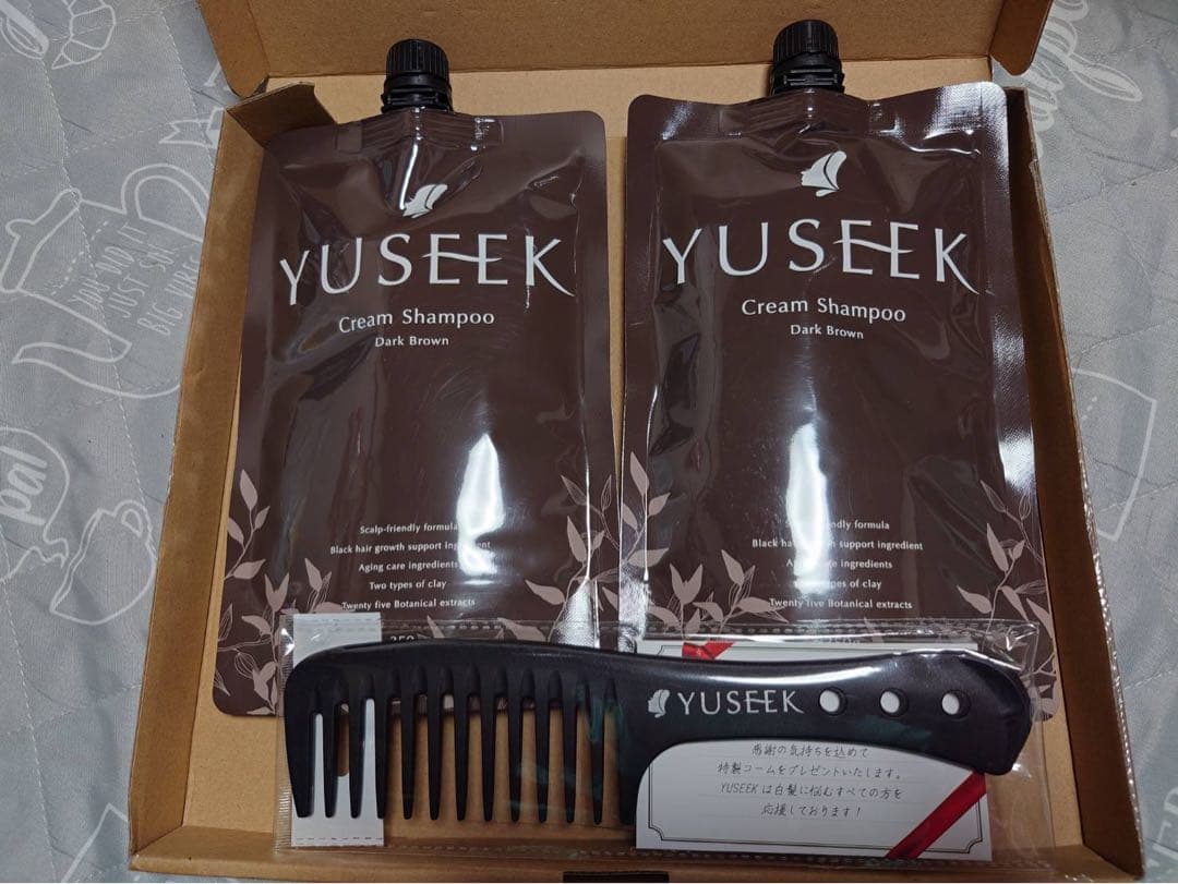 YUSEEK Cream Shampoo ダークブラウン 2パック YUSEEK ユーシーク シャンプー 350g ダークブラウン 2本 コーム付き