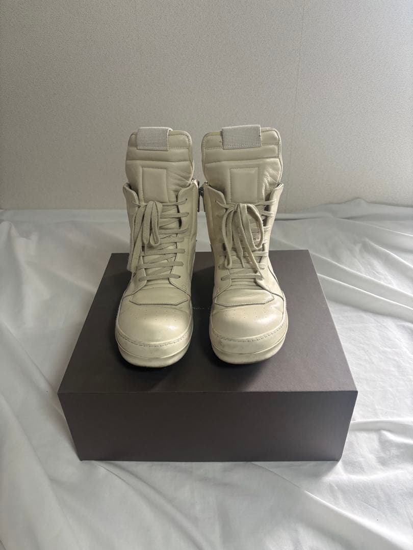 靴 Rick owens 25ss Geobasket milk 43 Rick Owens x Kembra Pfahler Men's Geobasket Leather Black / Milk