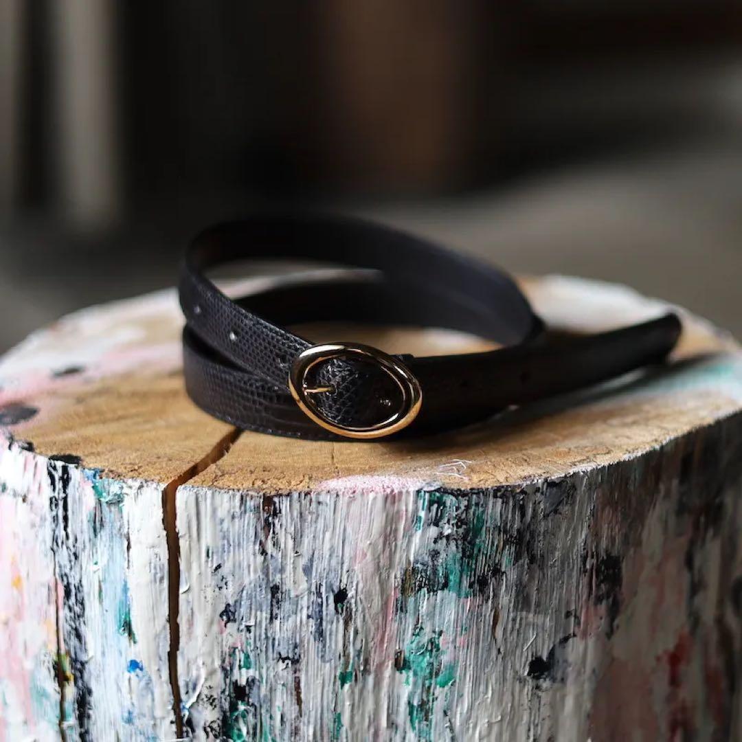 小物 BISOWN LIZARD OVAL BELT