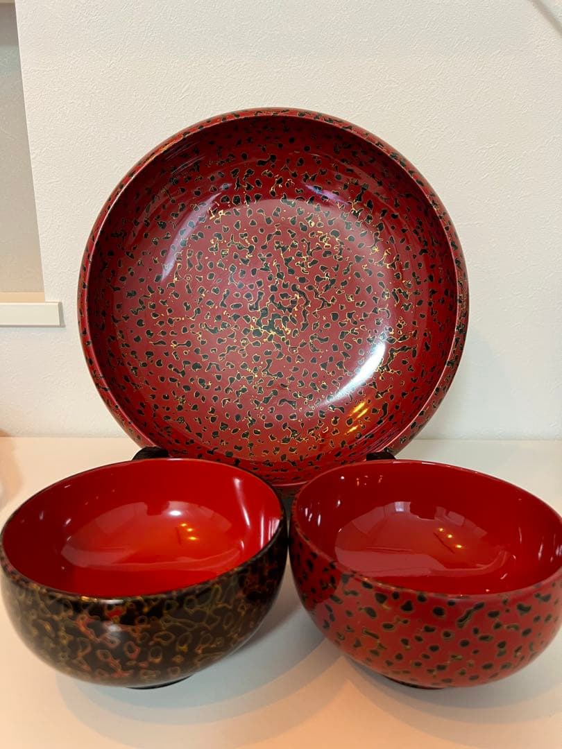 津軽塗り 漆器 夫婦椀と大皿菓子皿セット