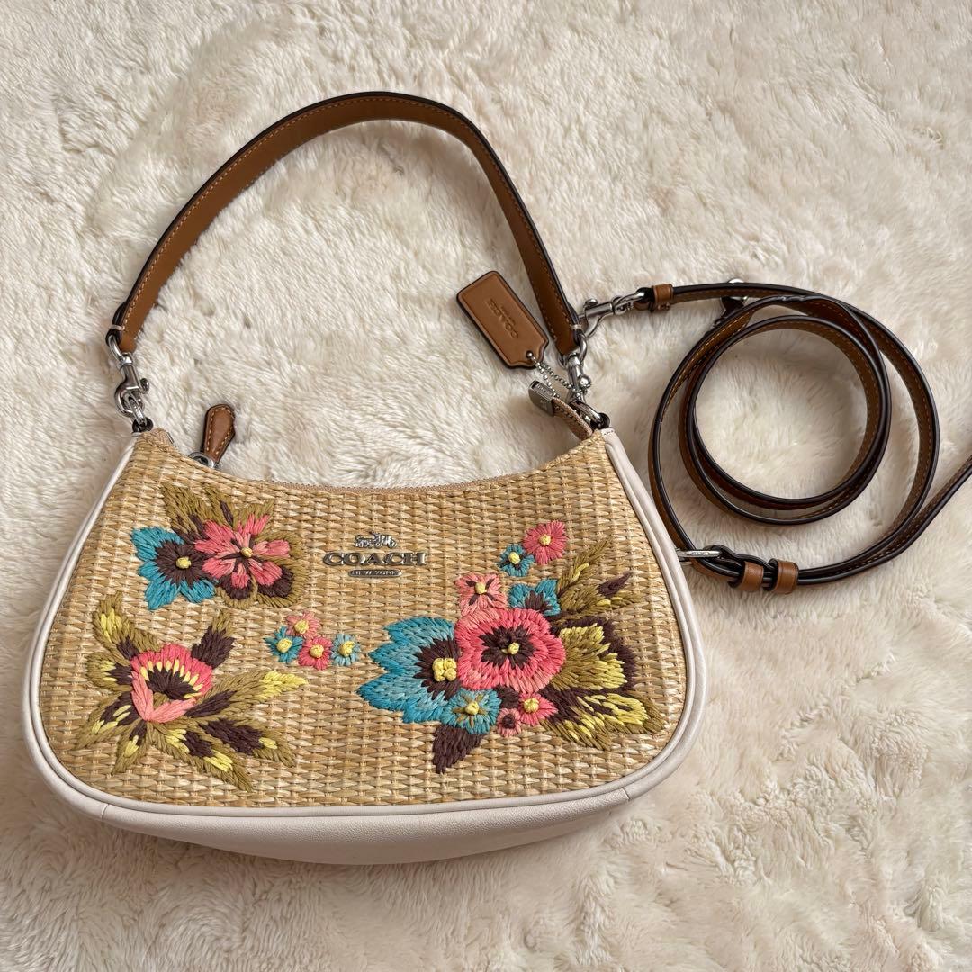 【極美品】 COACH 2way ハンドバッグ フローラル テリ 1330