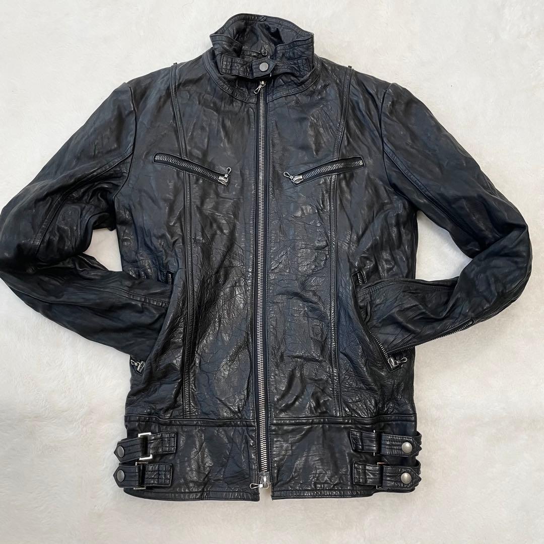 ✨️希少馬革L〜LL相当✨️shellac レザージャケット　シングルライダース wr-41_6.jpg