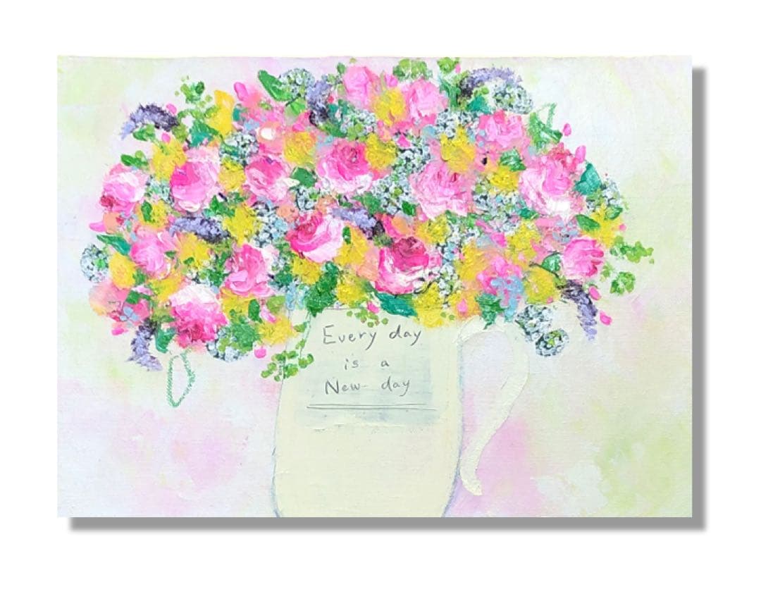 油絵　原画　一点物　春　花　バラ　ピンク　アート　インテリア　プレゼント　F4 imgrc0062960943.jpg